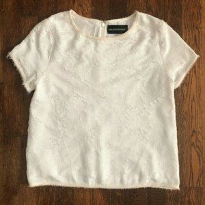 Zadig & Voltaire Silk Sequin Short Sleeve Zip Top